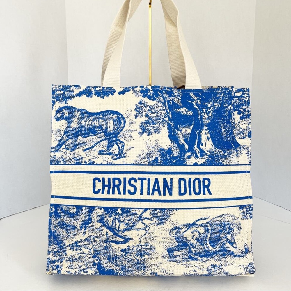 DIORIVIERA BLUE STRAW TOTE BAG